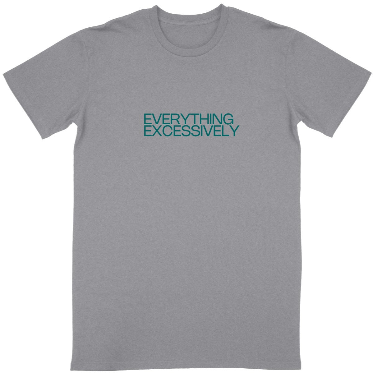 Ecological custom tee shirt, dark green quote, front visual_Grey