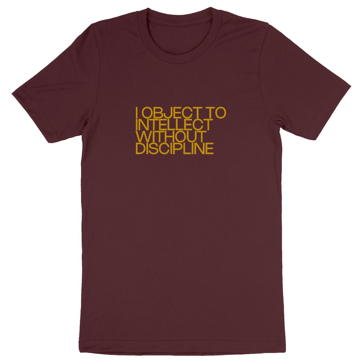 Ecological custom tee shirt, yellow Spock quote, front visual_Burgundy