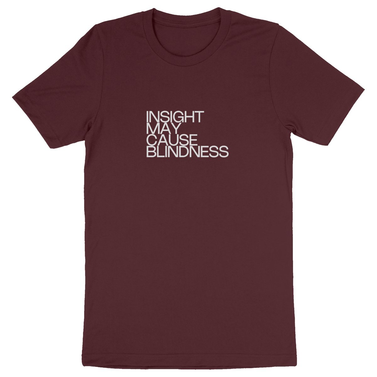 Ecological custom tee shirt, grey quote, front visual_Burgundy