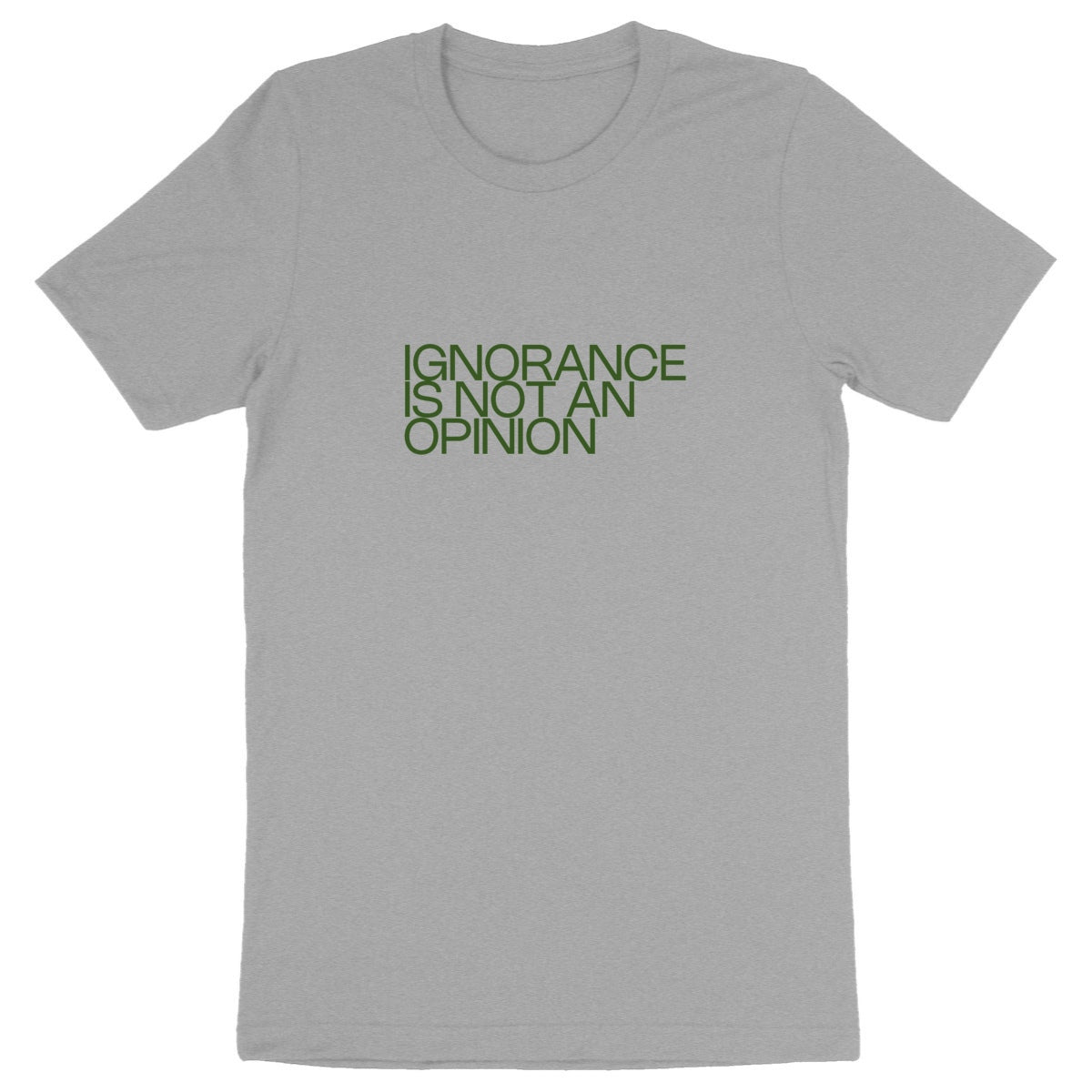 Ecological custom tee shirt, Green Kaestner quote, front visual_Grey