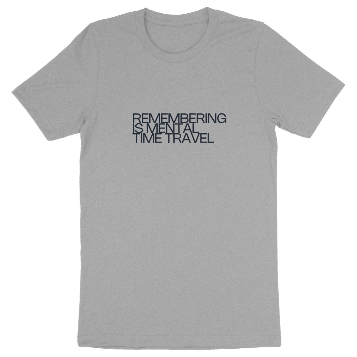 Ecological custom tee-shirt, black quote on grey, front visual_Heathergrey