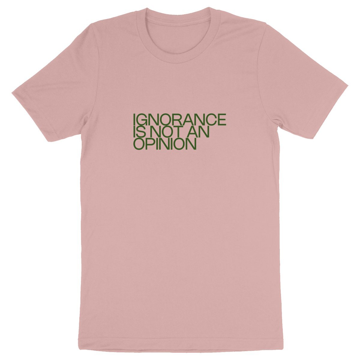 Ecological custom tee shirt, Green Kaestner quote, front visual_Pink