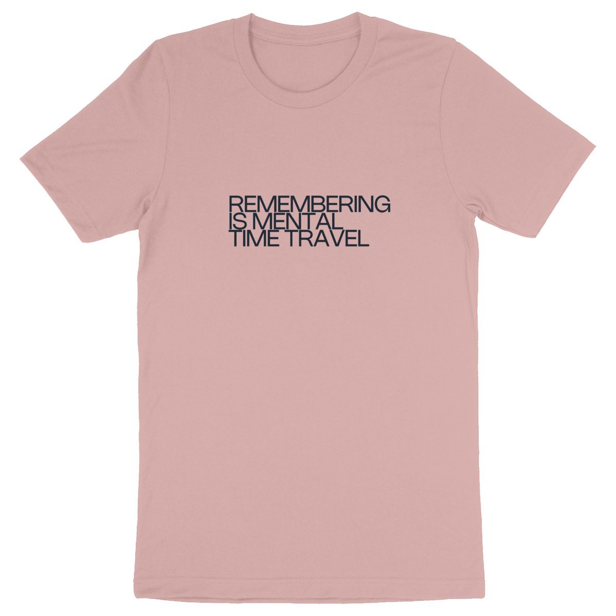 Ecological custom tee-shirt, black quote on grey, front visual_Pink