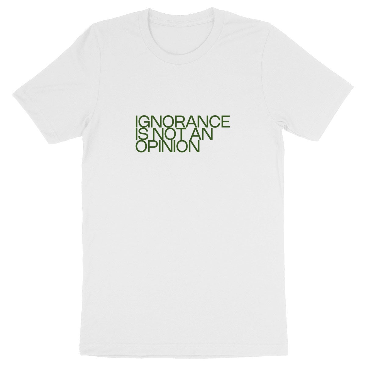 Ecological custom tee shirt, Green Kaestner quote, front visual_White