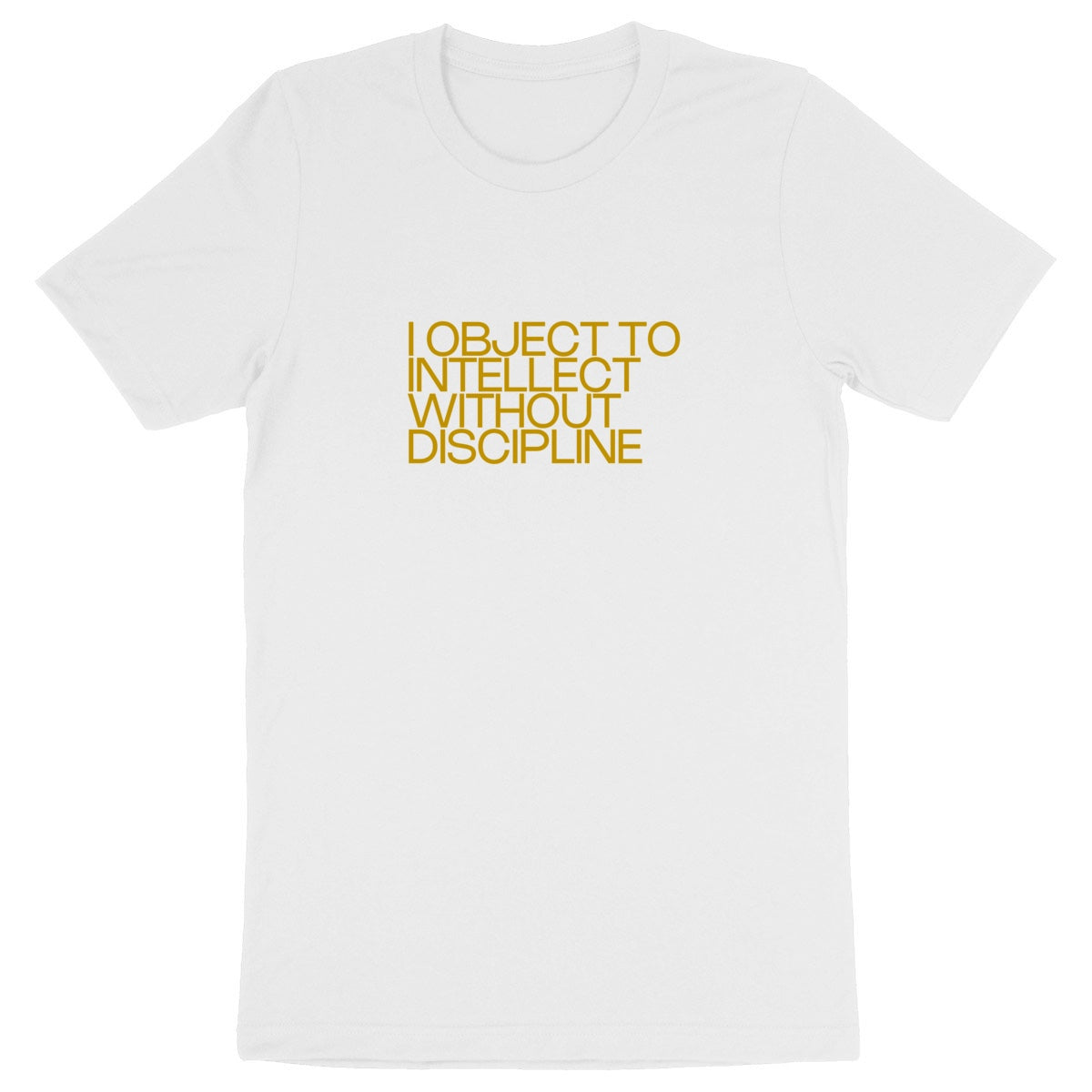 Ecological custom tee shirt, yellow Spock quote, front visual_White