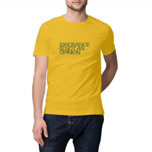 Ecological custom tee shirt, Green Kaestner quote, front visual_Yellow